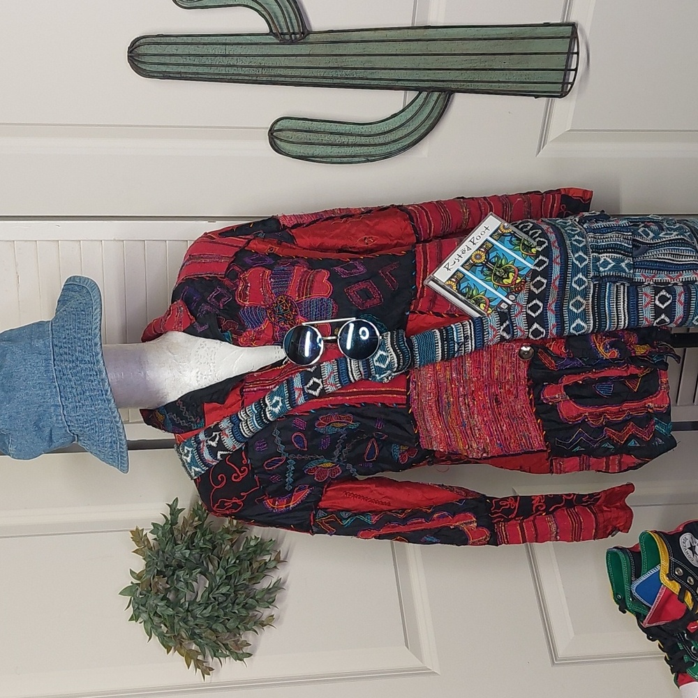 Vintage Chico's "Art to Wear" Mixed Media Patchwork Jacket – Boho Luxe